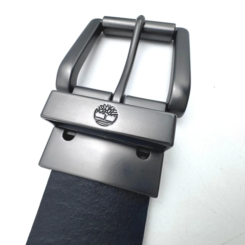 TIMBERLAND Men's 34 Reversible Leather Belt Black Brown Gunmetal Buckle